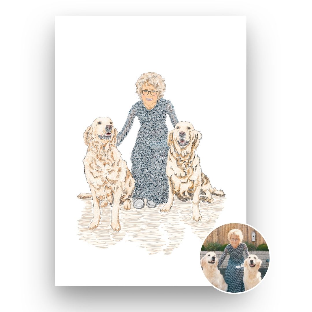 Getekend Huisdier Portret